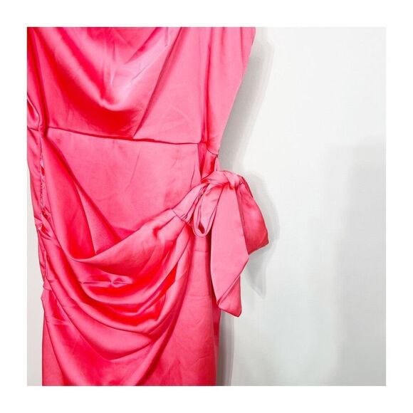 Do+Be Dress Womens Medium Side Tie Sleeveless Mini  Pink Satin Ladies Medium Gla - Picture 9 of 9